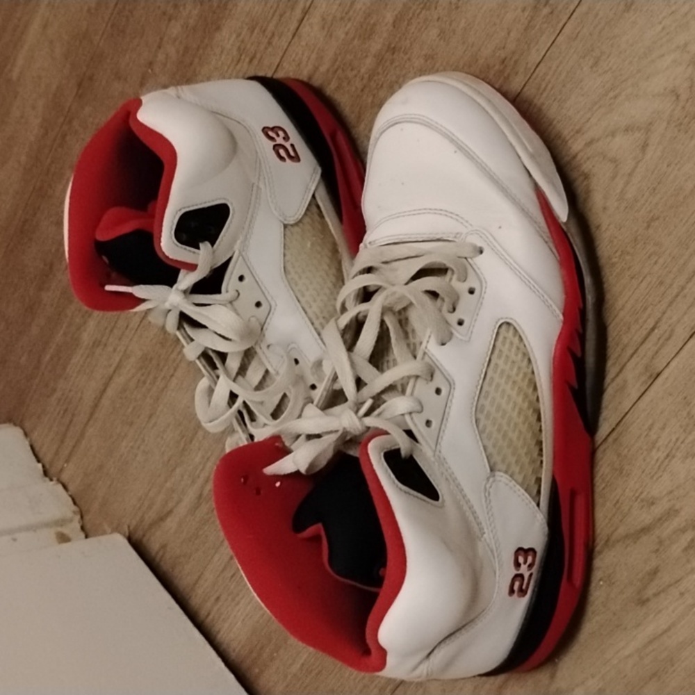 Air Jordan Men's White and Red Sneakers